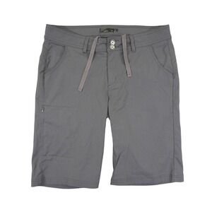 Prana Halle Shorts Women 12 Gray Hiking Climbing Outdoor Stretch Drawstring